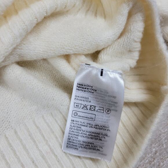 H&M Festive Reindeer Sweater Womens L White Off The Shoulder Holiday Christmas - Picture 13 of 16